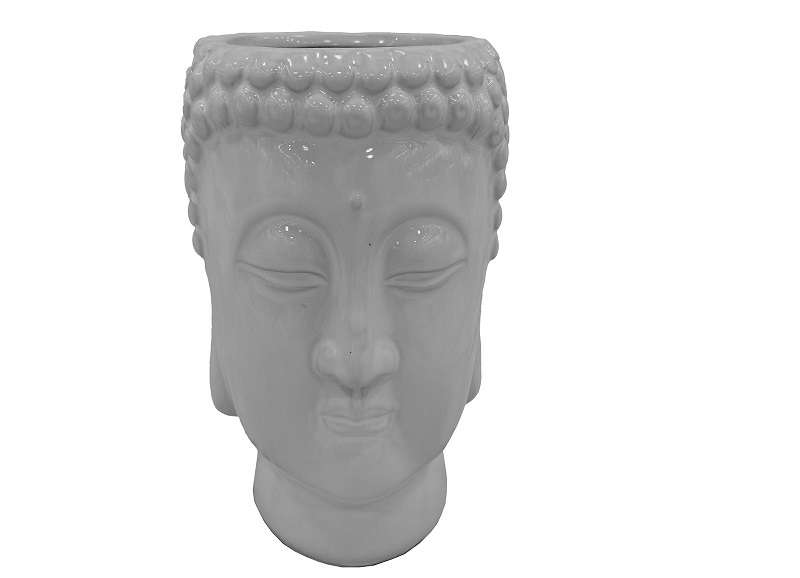 MACETERO CERAMICA 15X15X25 CARA BUDA BEIGE